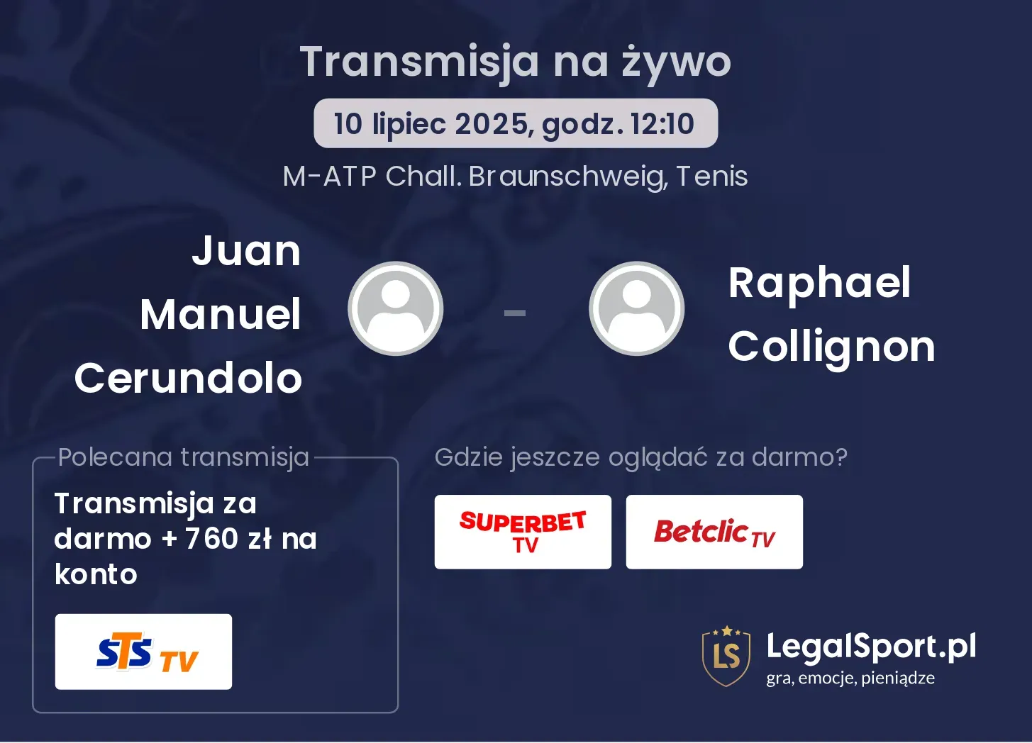 Juan Manuel Cerundolo - Raphael Collignon gdzie oglądać?