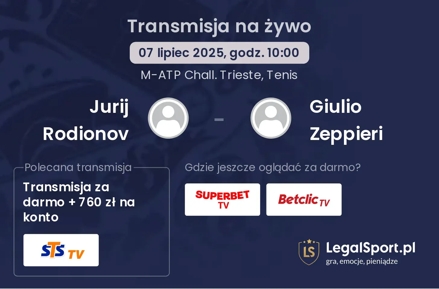 Jurij Rodionov - Giulio Zeppieri transmisja na żywo