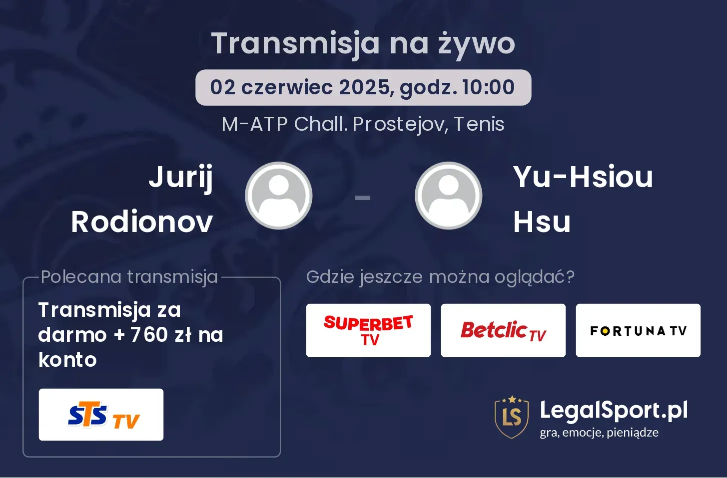 Jurij Rodionov - Yu-Hsiou Hsu gdzie oglądać?