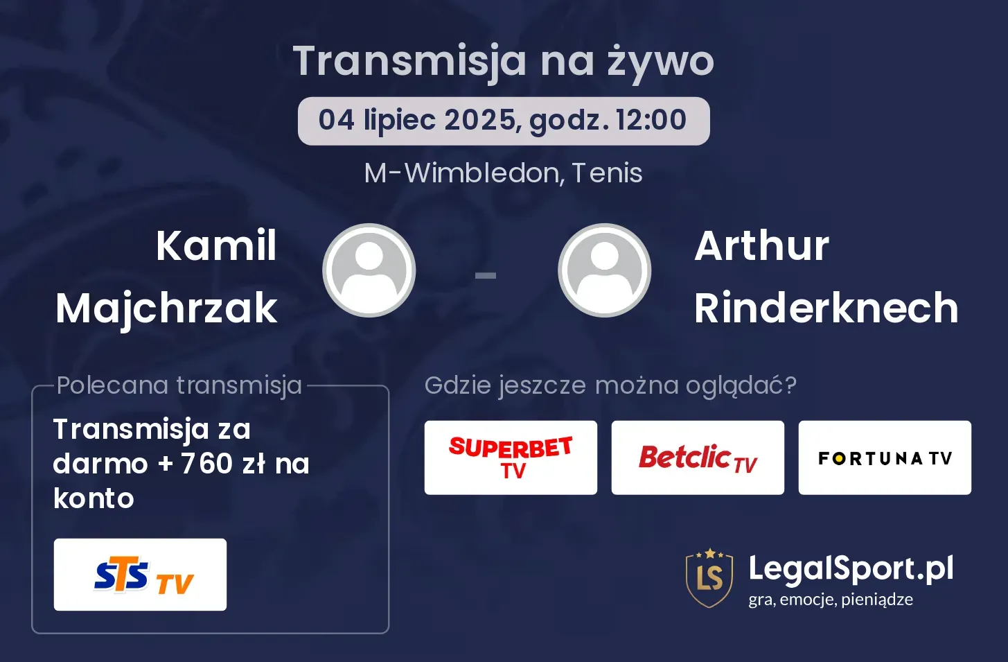 Kamil Majchrzak - Arthur Rinderknech transmisja na żywo