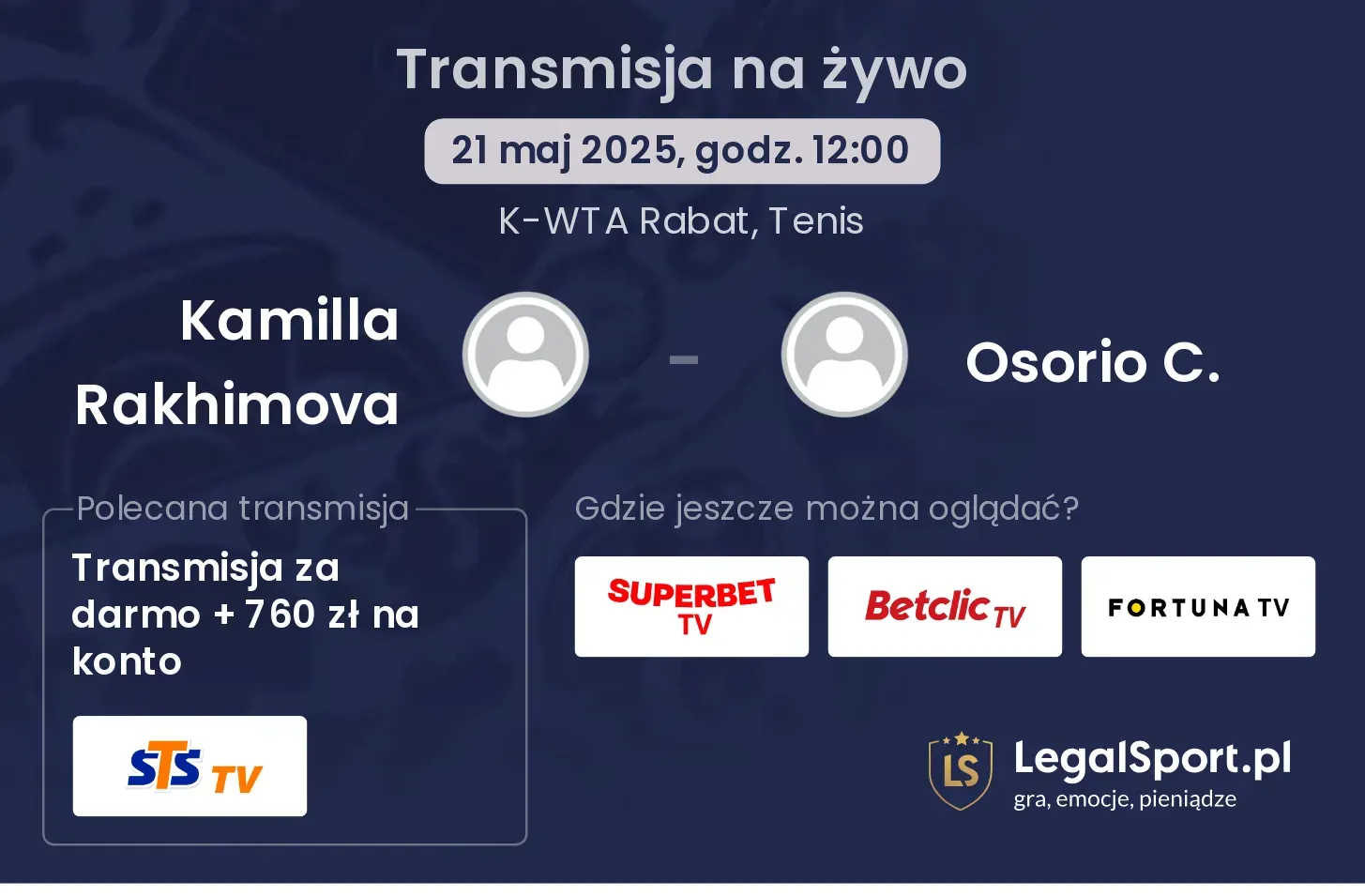 Kamilla Rakhimova - Osorio C. gdzie oglądać transmisję?