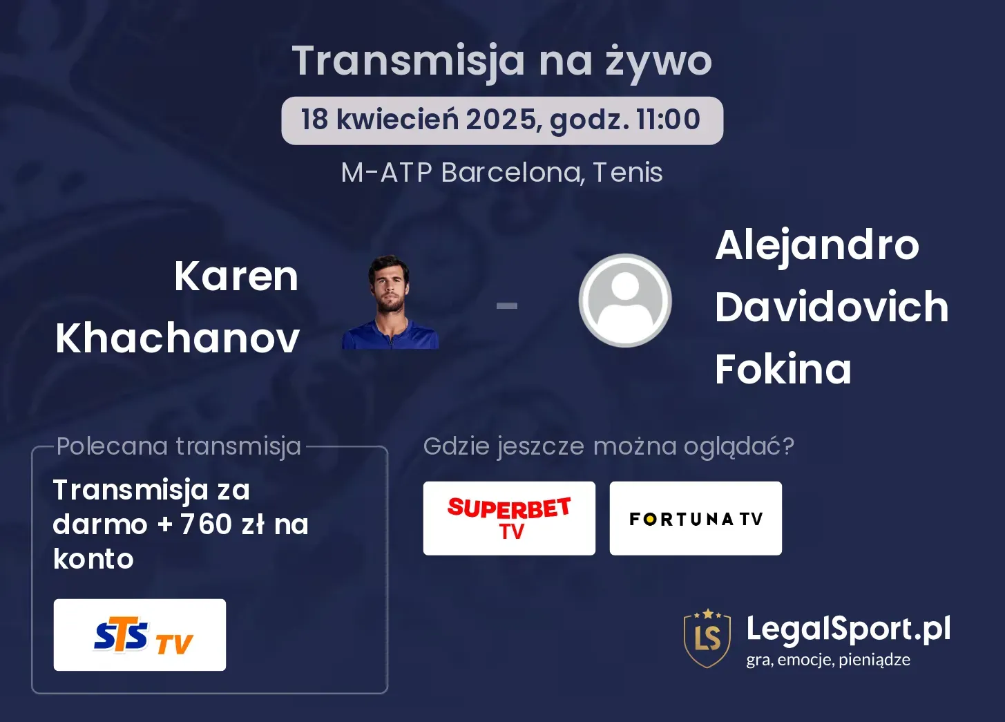 Karen Khachanov - Alejandro Davidovich Fokina gdzie oglądać?