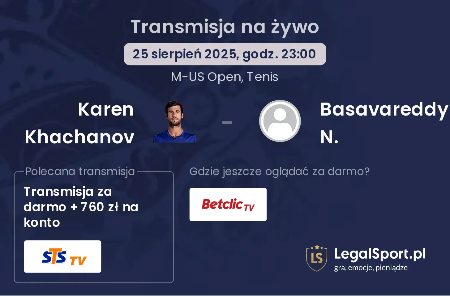 Karen Khachanov - Basavareddy N. gdzie oglądać?