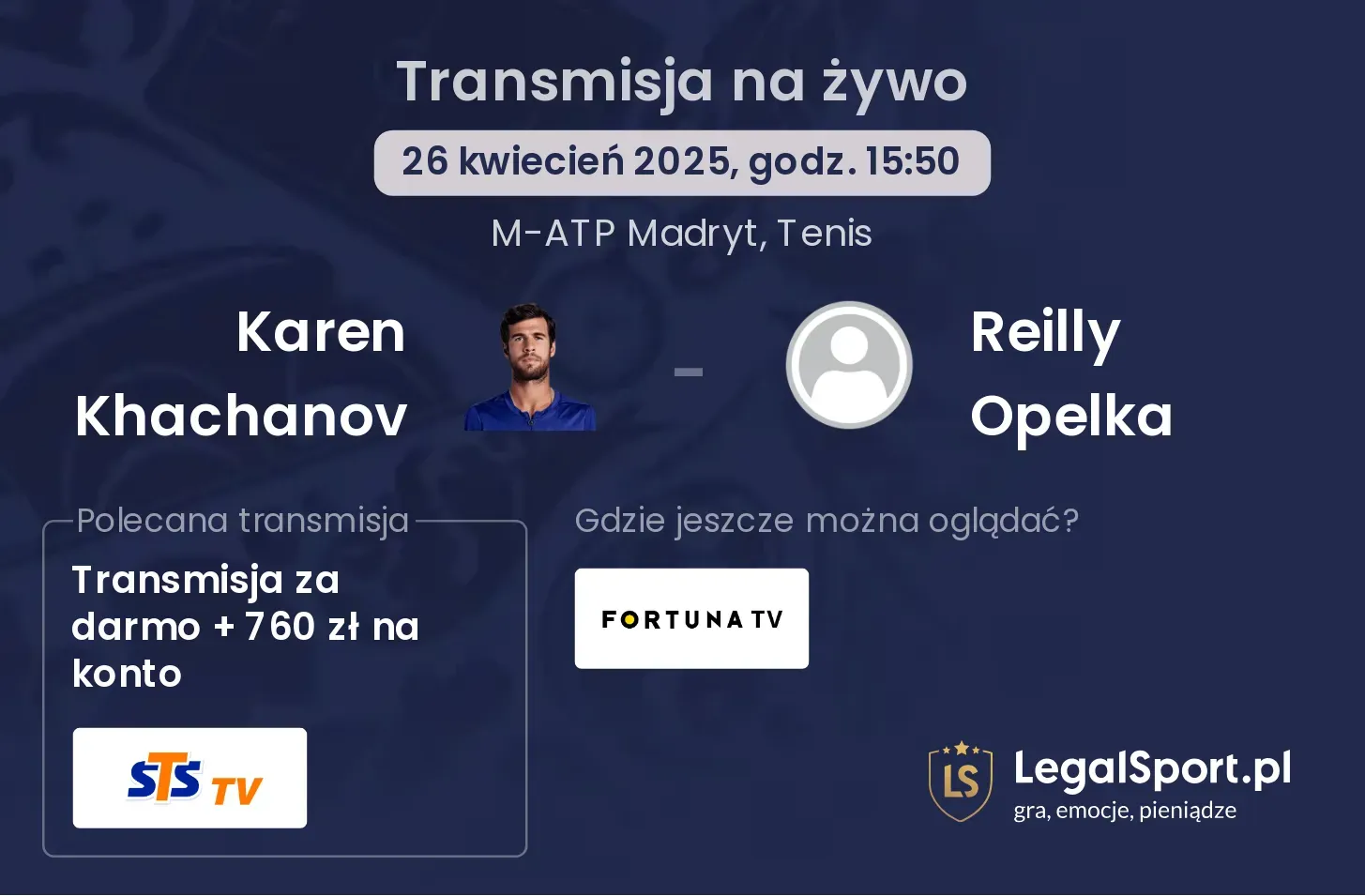 Karen Khachanov - Reilly Opelka gdzie oglądać transmisję?