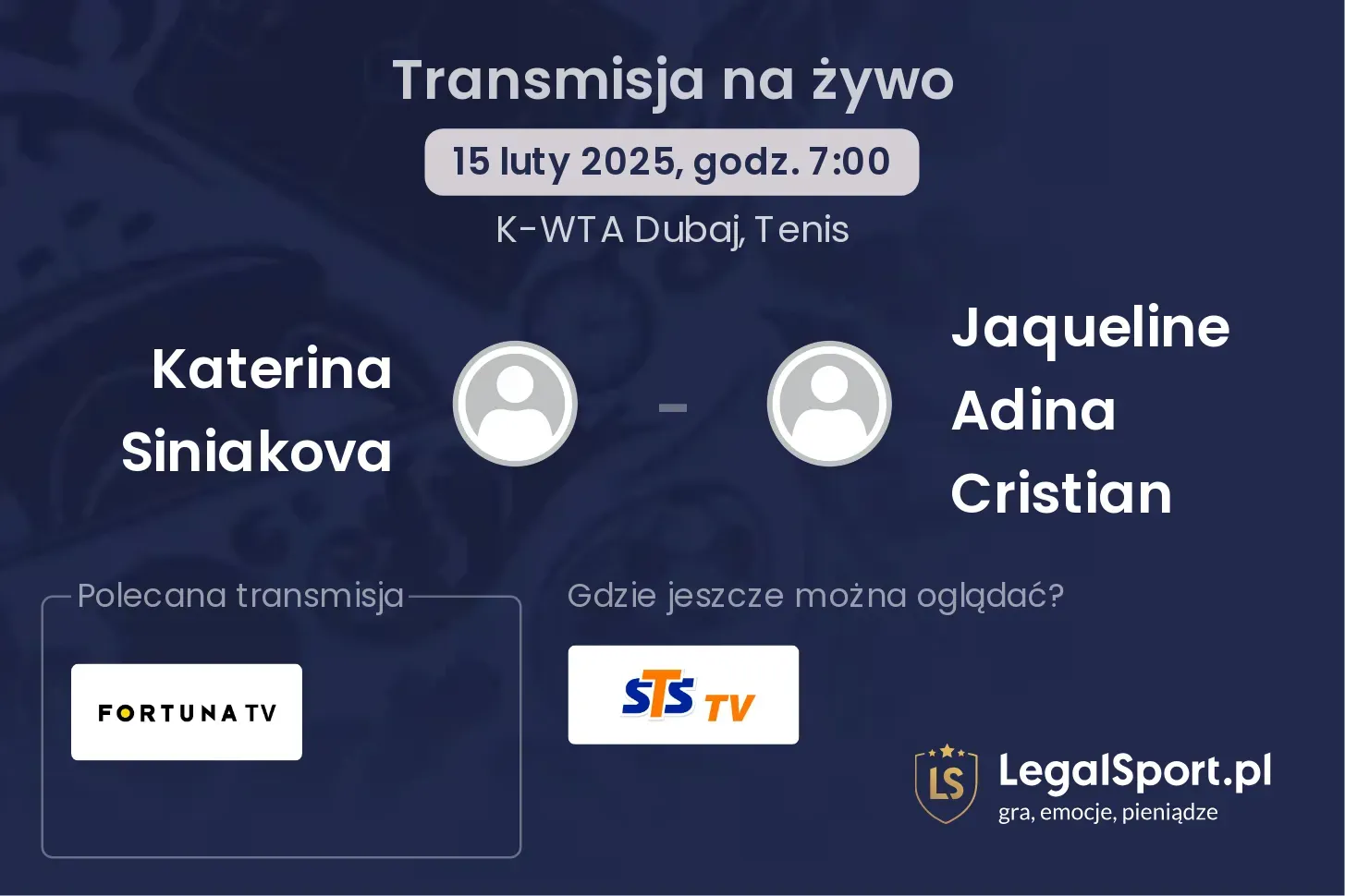Katerina Siniakova - Jaqueline Adina Cristian gdzie oglądać?
