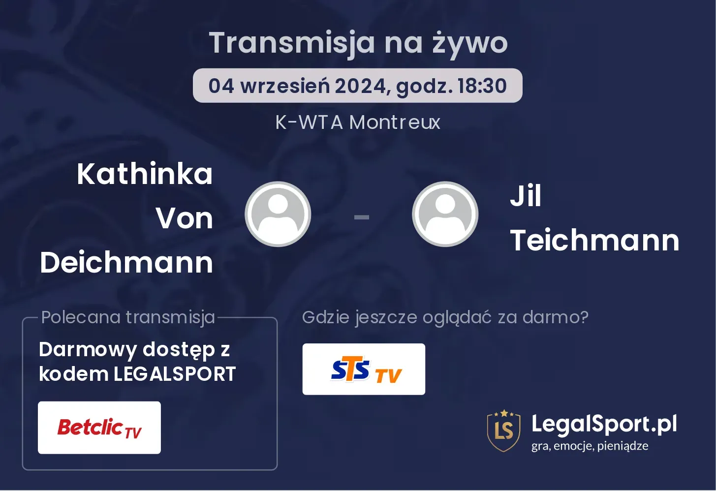 Kathinka Von Deichmann - Jil Teichmann gdzie oglądać? 04.09, godz. 18:30