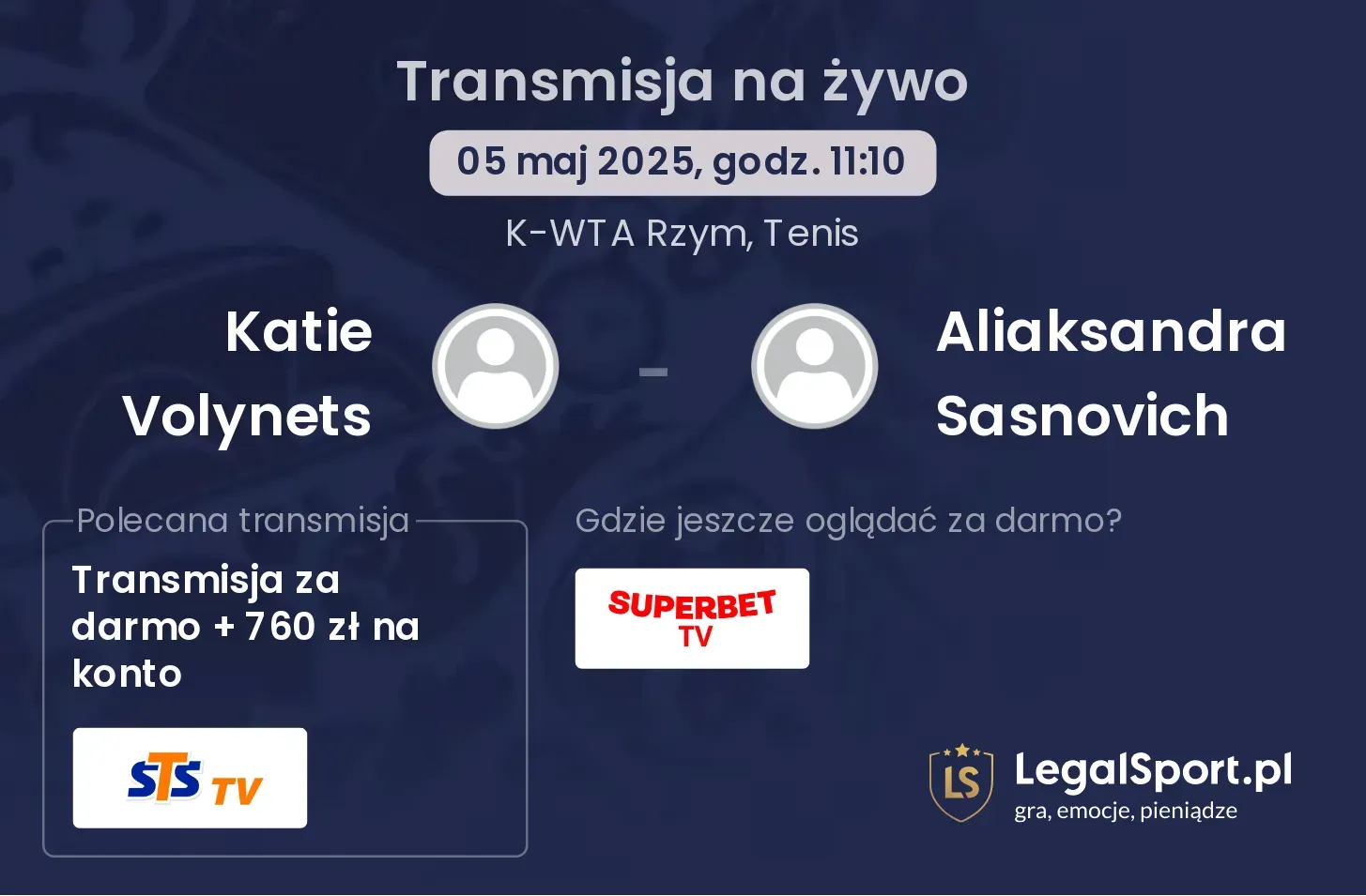 Katie Volynets - Aliaksandra Sasnovich gdzie oglądać?