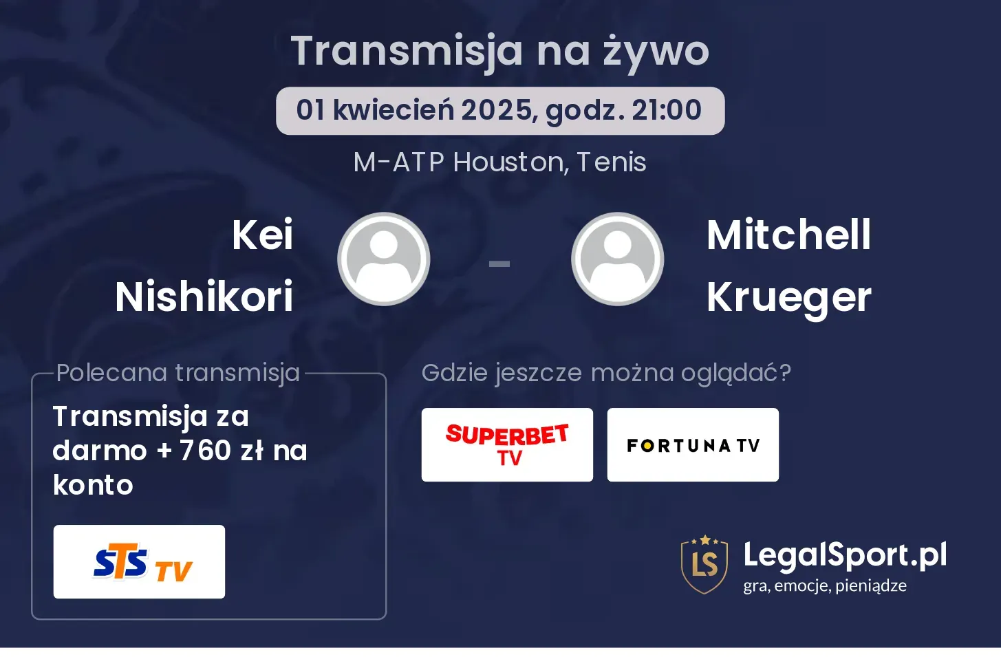 Kei Nishikori - Mitchell Krueger gdzie oglądać transmisję?