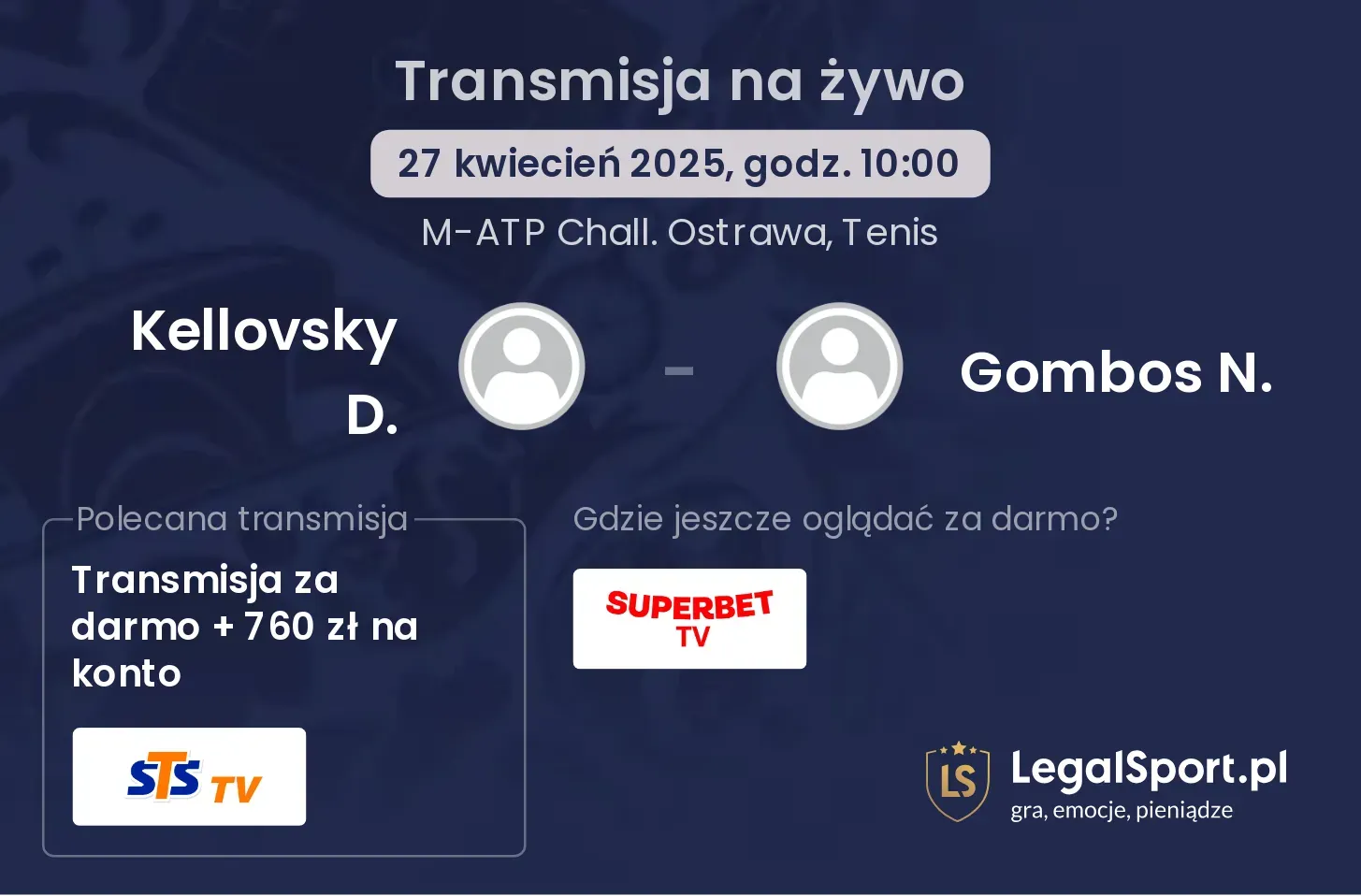 Kellovsky D. - Gombos N. gdzie oglądać transmisję?