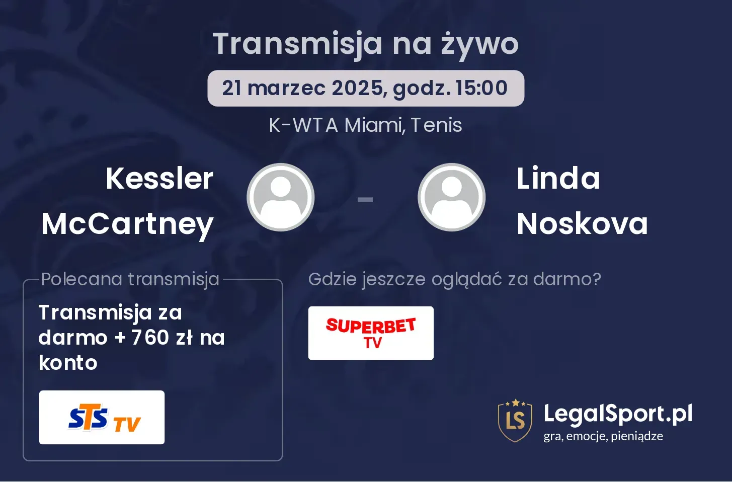 Kessler McCartney - Linda Noskova transmisja na żywo