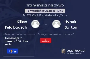 Kilian Feldbausch - Hynek Barton gdzie oglądać?