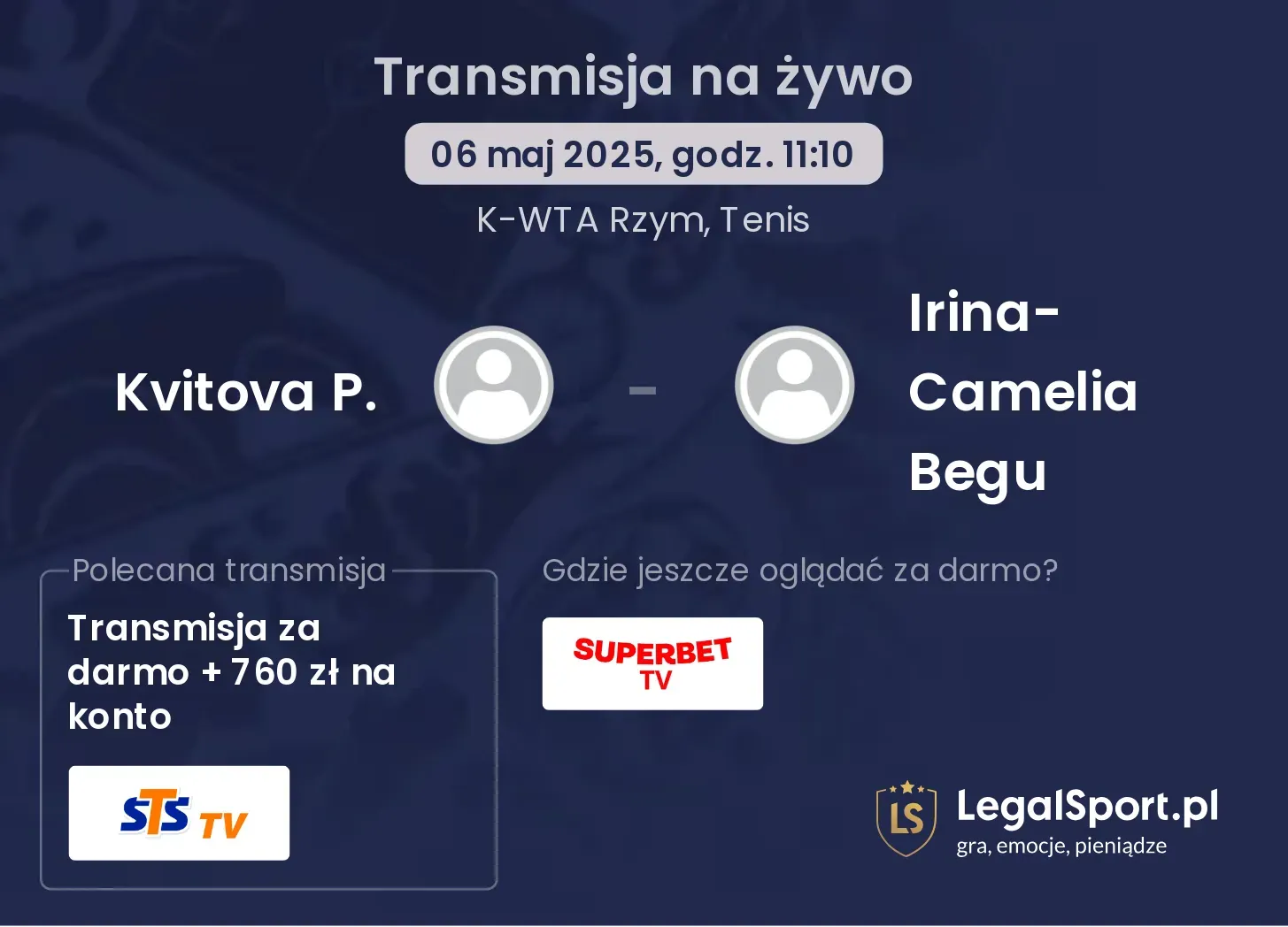Kvitova P. - Irina-Camelia Begu gdzie oglądać transmisję?