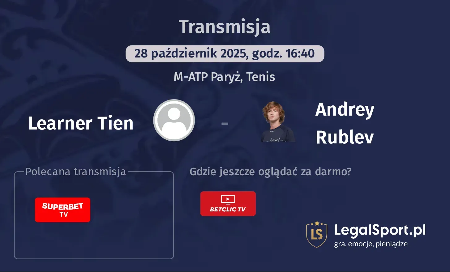 Learner Tien - Andrey Rublev Transmisje