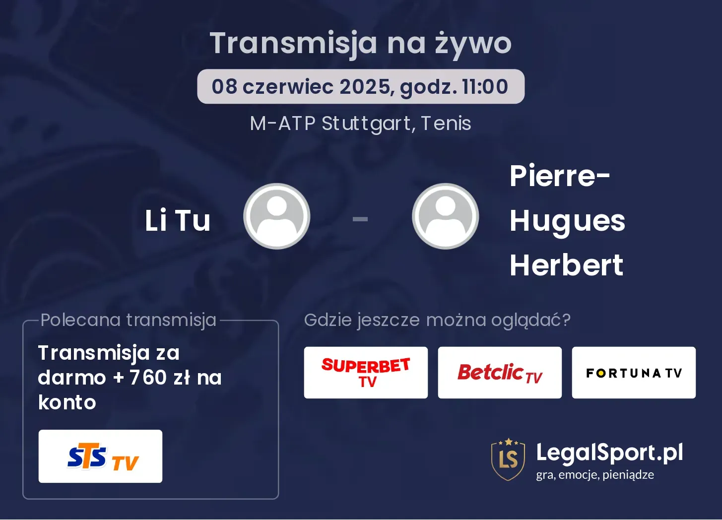 Li Tu - Pierre-Hugues Herbert transmisja na żywo