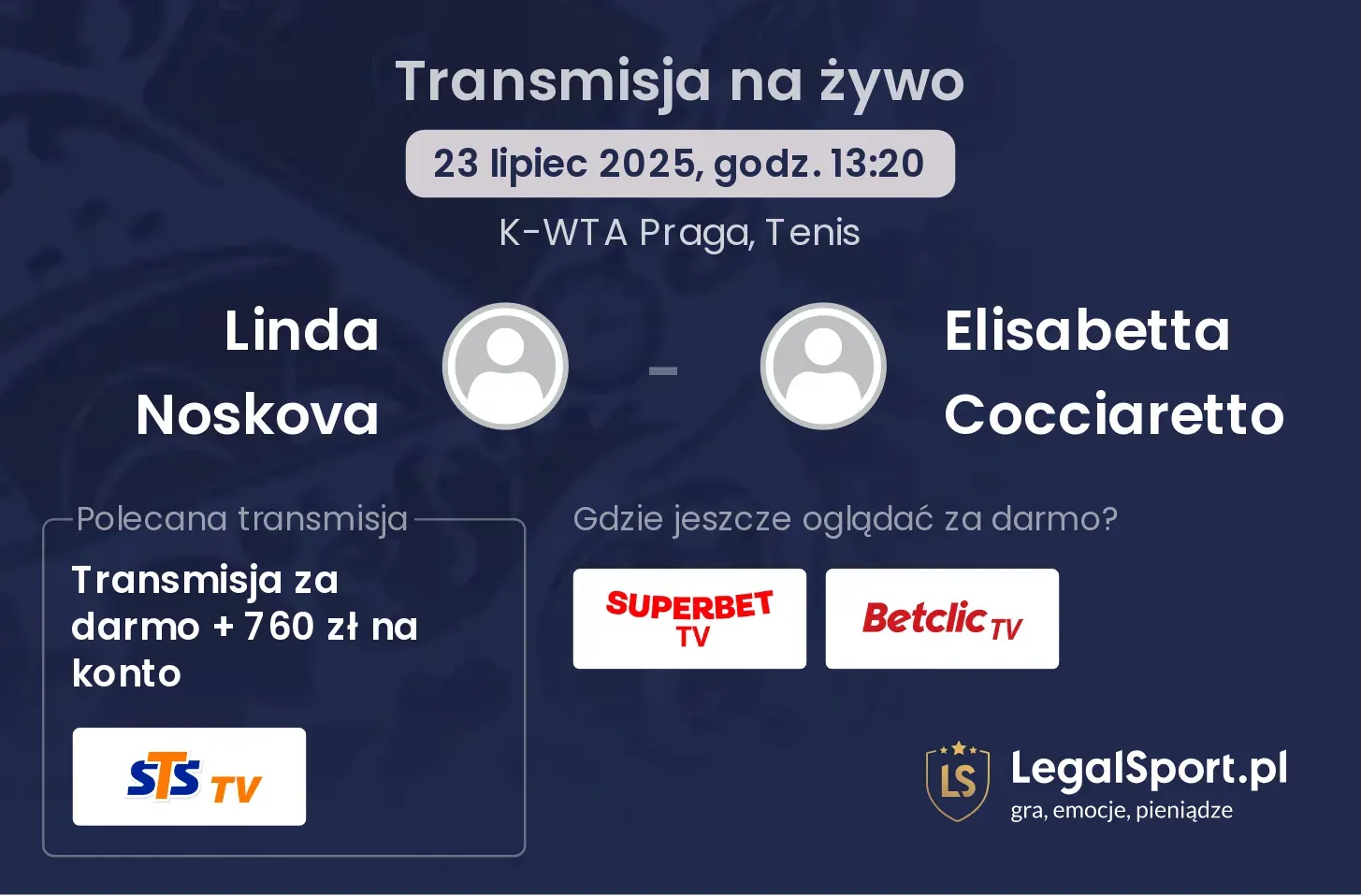 Linda Noskova - Elisabetta Cocciaretto gdzie oglądać?