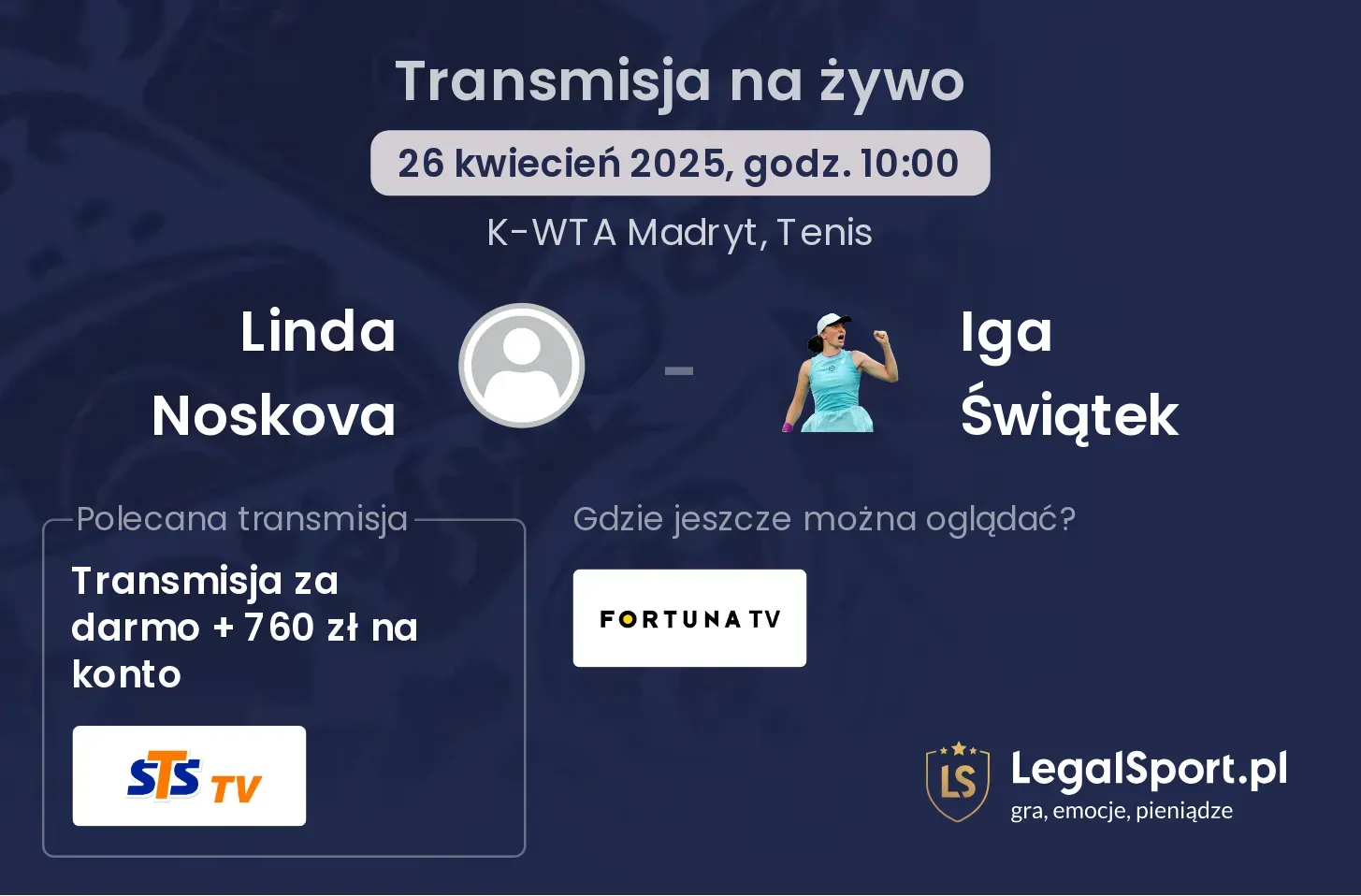Linda Noskova - Iga Świątek gdzie oglądać?