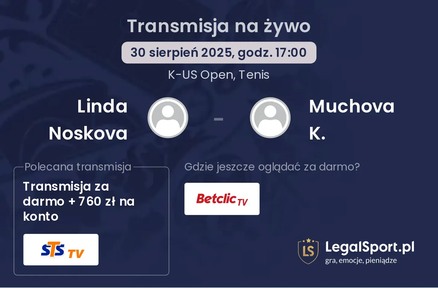 Linda Noskova - Muchova K. transmisja na żywo