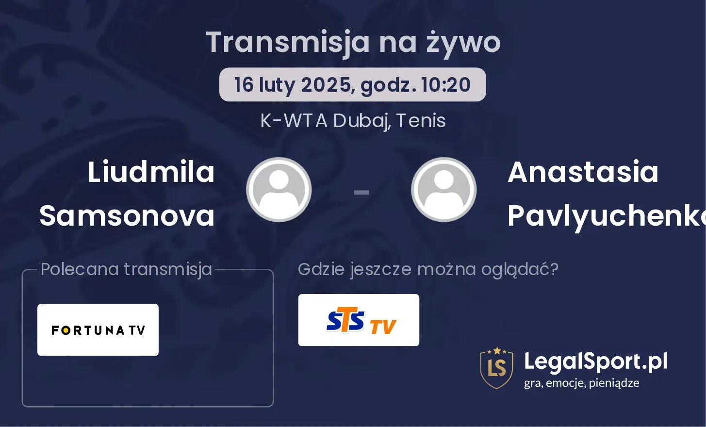 Liudmila Samsonova - Anastasia Pavlyuchenkova gdzie oglądać?