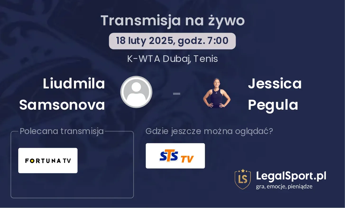 Liudmila Samsonova - Jessica Pegula gdzie oglądać transmisję?