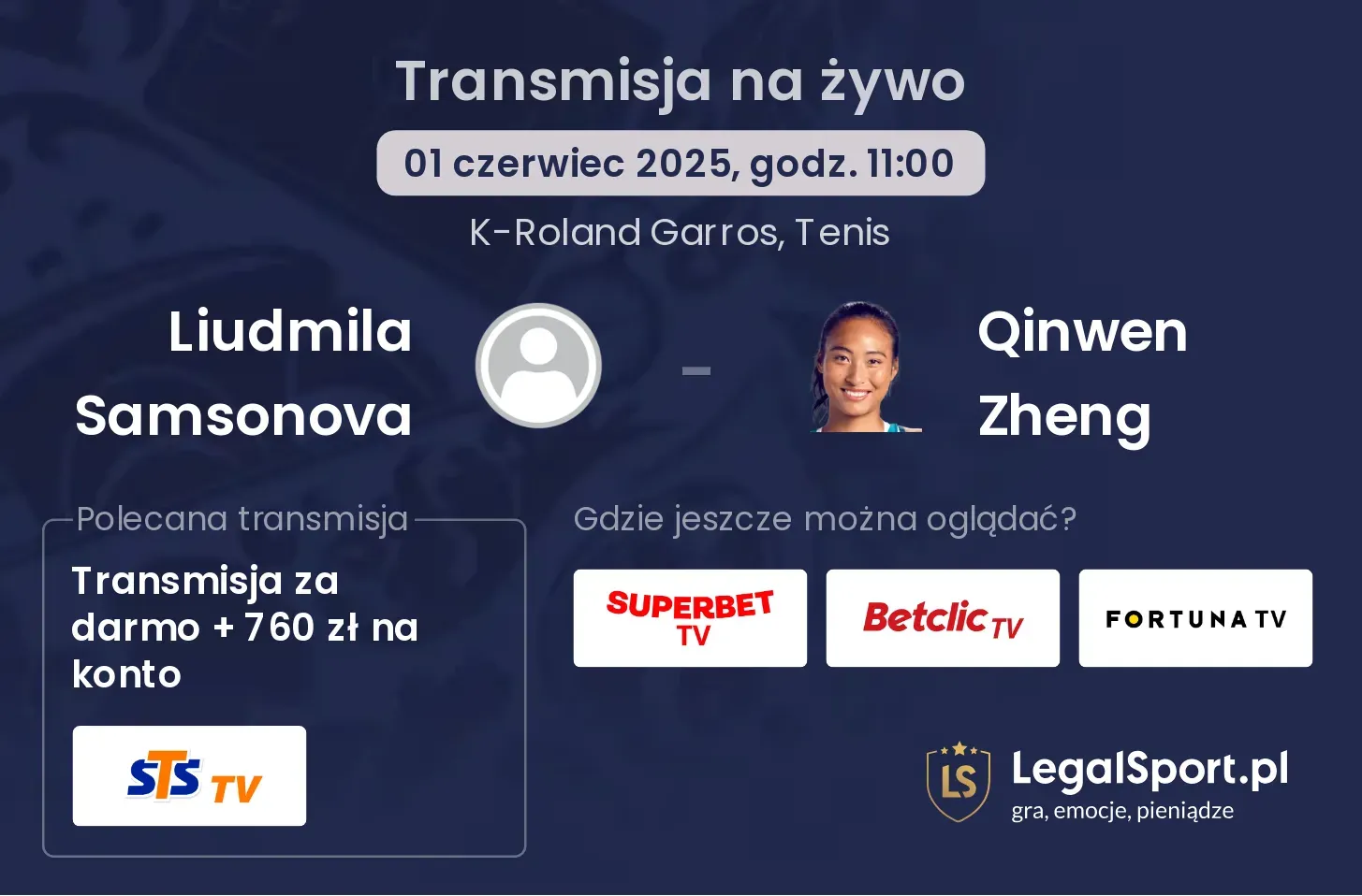Liudmila Samsonova - Qinwen Zheng gdzie oglądać?