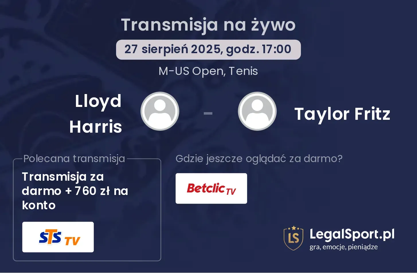 Lloyd Harris - Taylor Fritz transmisja na żywo