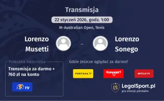 Lorenzo Musetti - Lorenzo Sonego gdzie oglądać? (22.01)