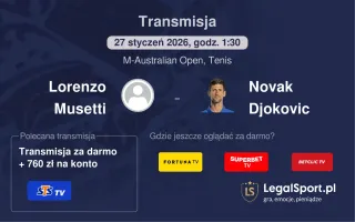 Lorenzo Musetti - Novak Djokovic gdzie oglądać? (27.01)