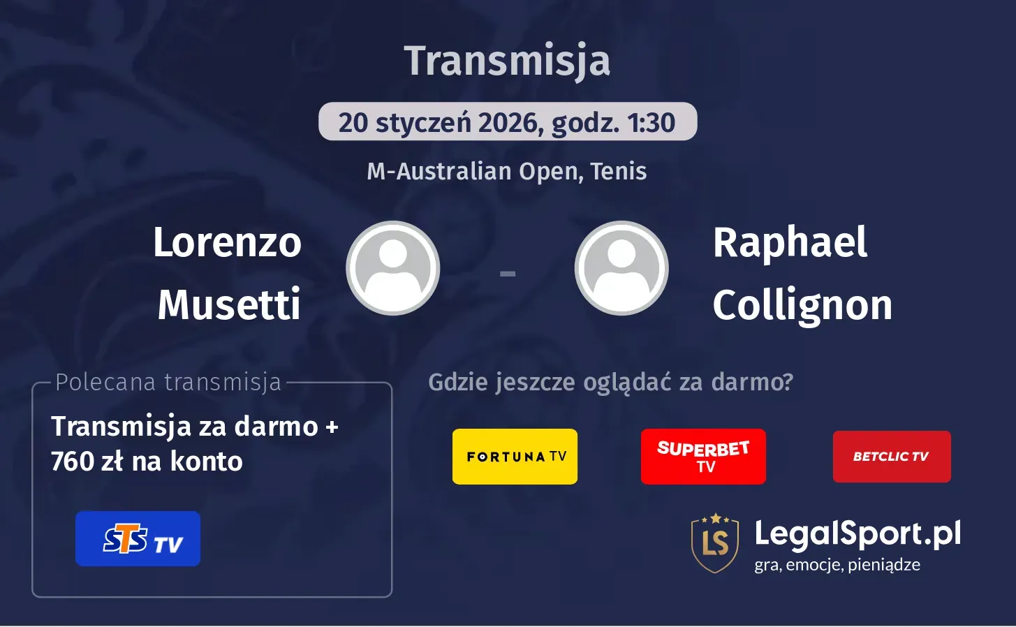 Lorenzo Musetti - Raphael Collignon Transmisje