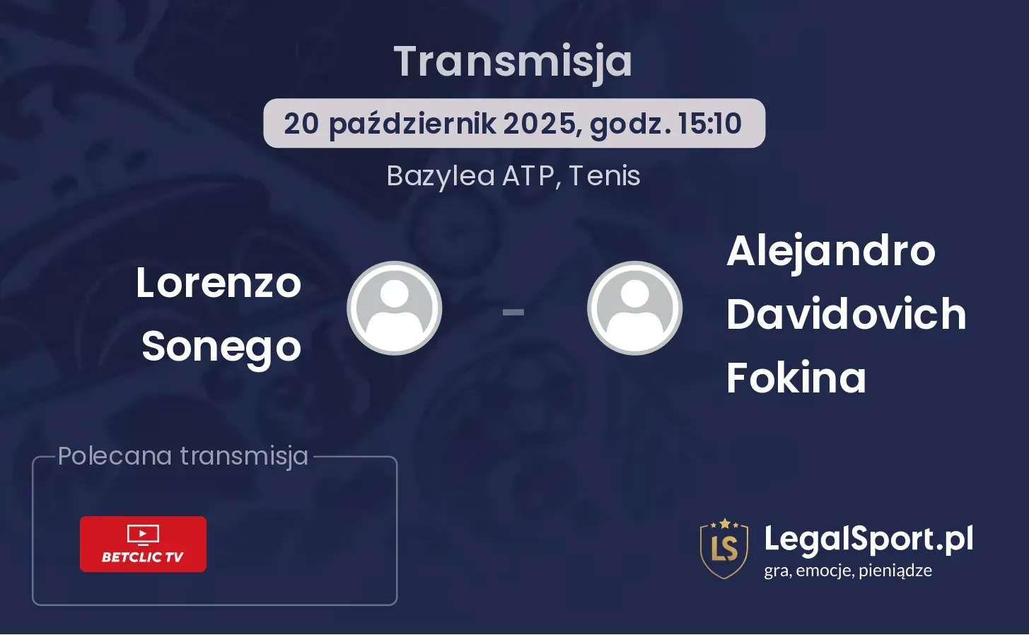 Lorenzo Sonego - Alejandro Davidovich Fokina gdzie oglądać?