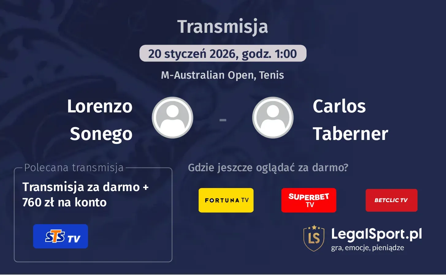 Lorenzo Sonego - Carlos Taberner Transmisje