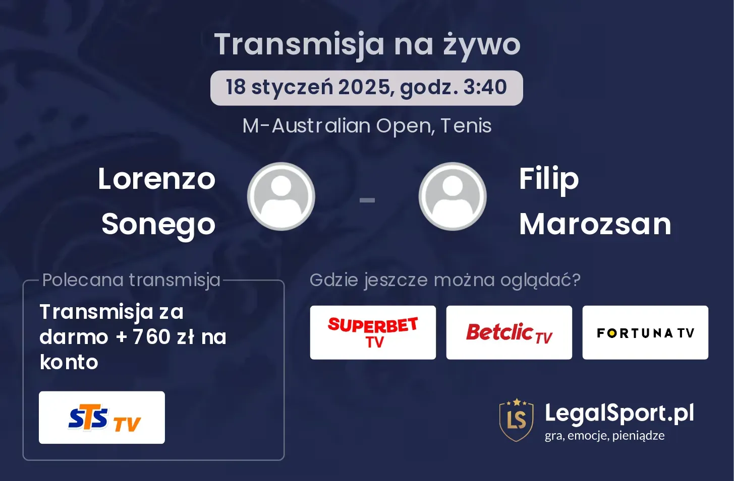 Lorenzo Sonego - Filip Marozsan gdzie oglądać?