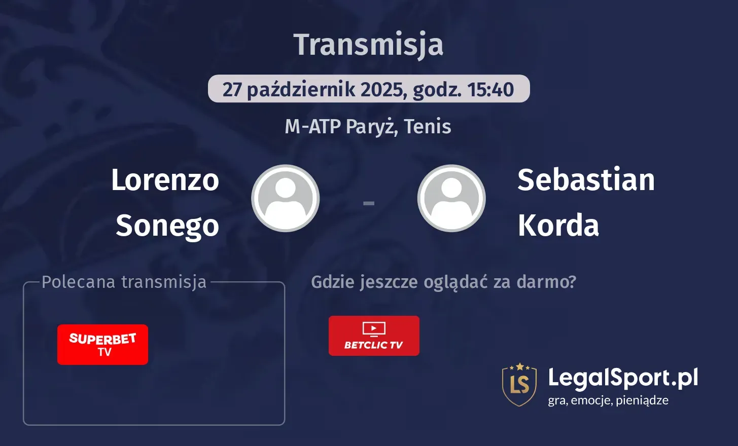 Lorenzo Sonego - Sebastian Korda Transmisje
