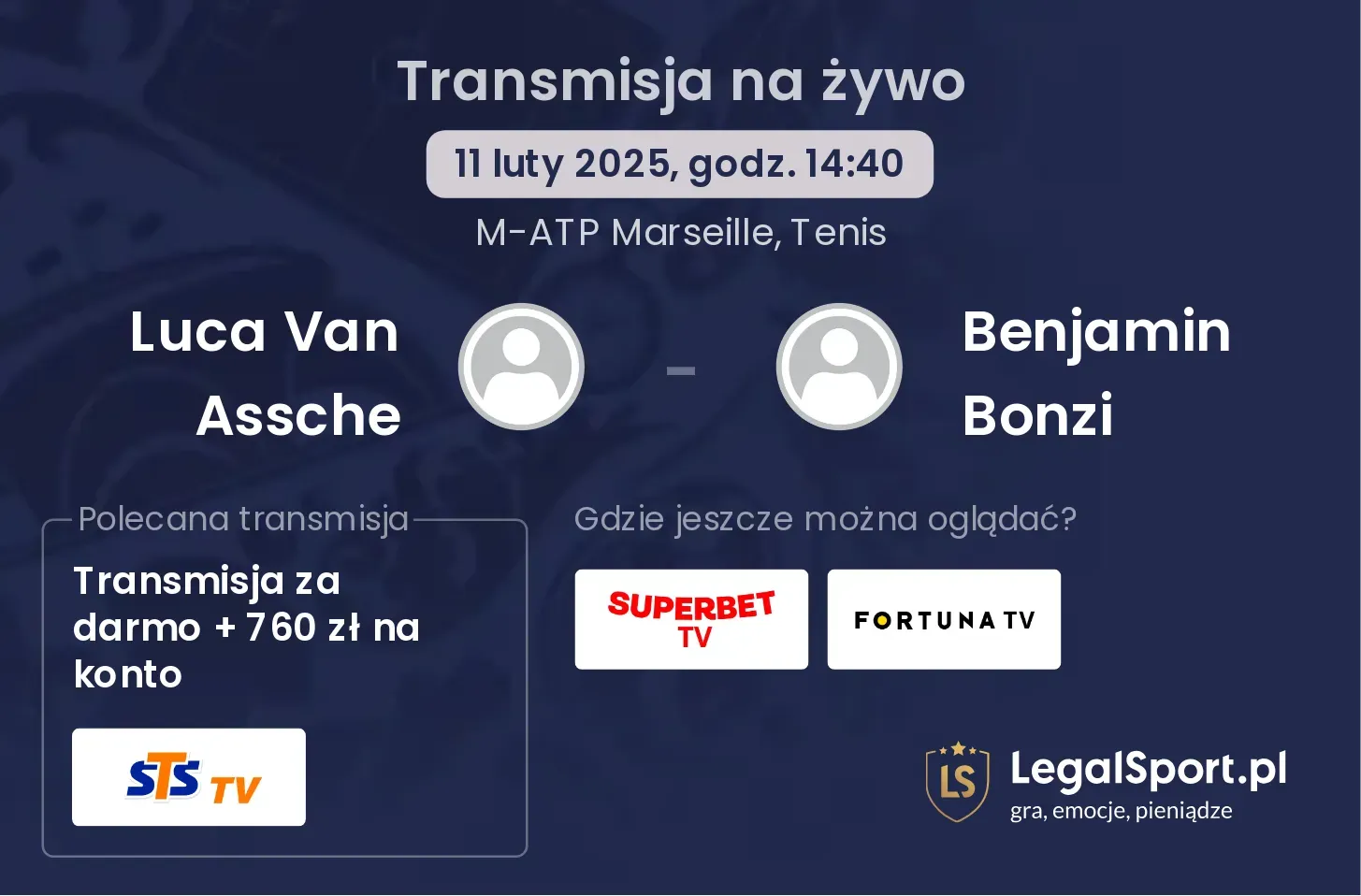 Luca Van Assche - Benjamin Bonzi gdzie oglądać transmisję?