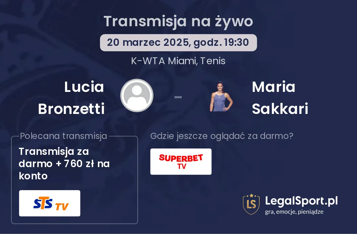Lucia Bronzetti - Maria Sakkari transmisja na żywo
