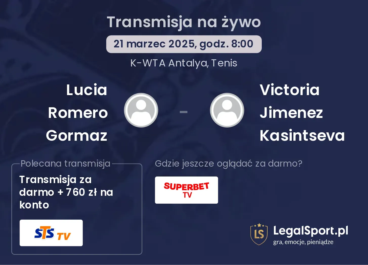 Lucia Romero Gormaz - Victoria Jimenez Kasintseva transmisja na żywo