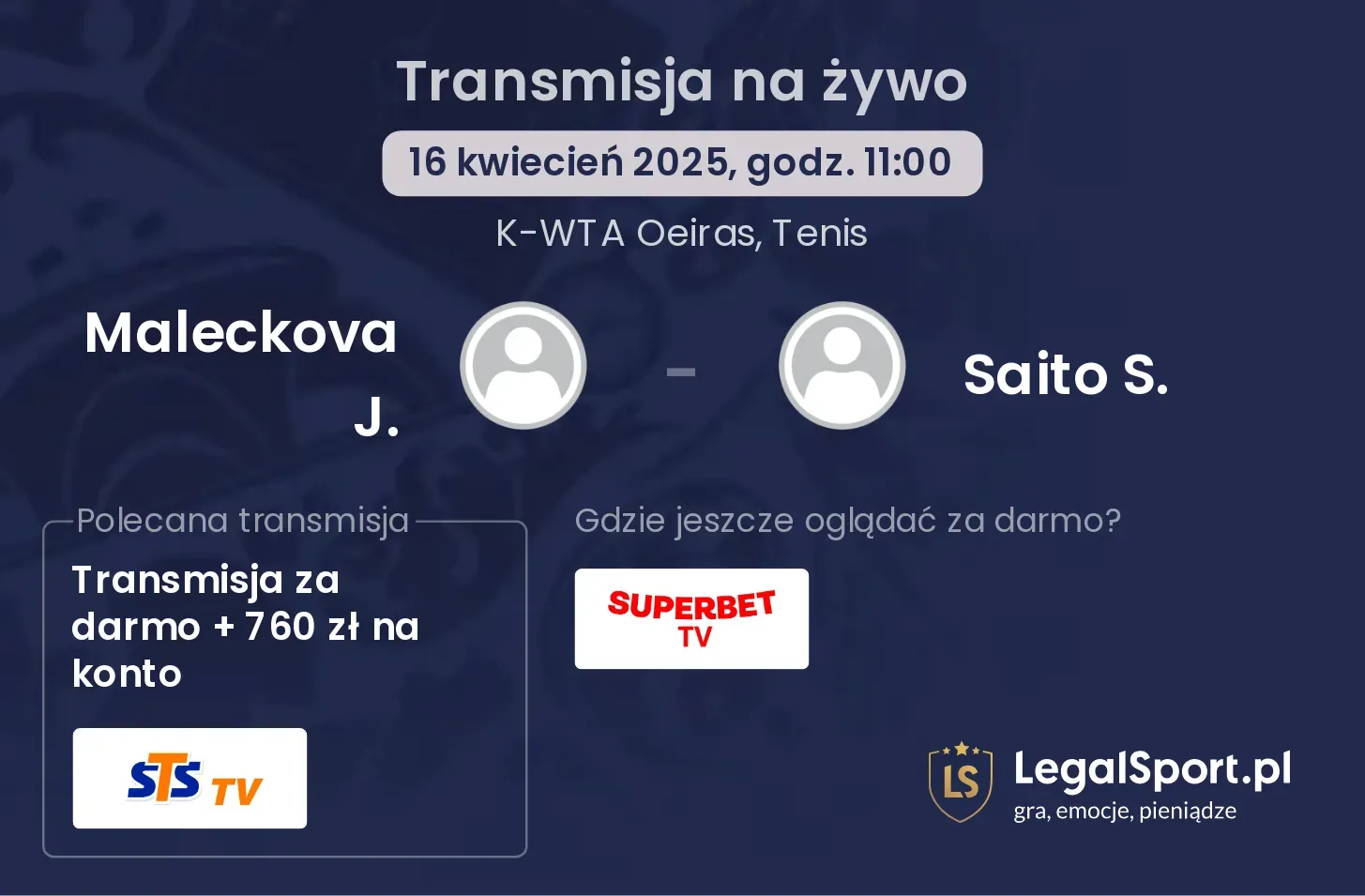 Maleckova J. - Saito S. gdzie oglądać transmisję?