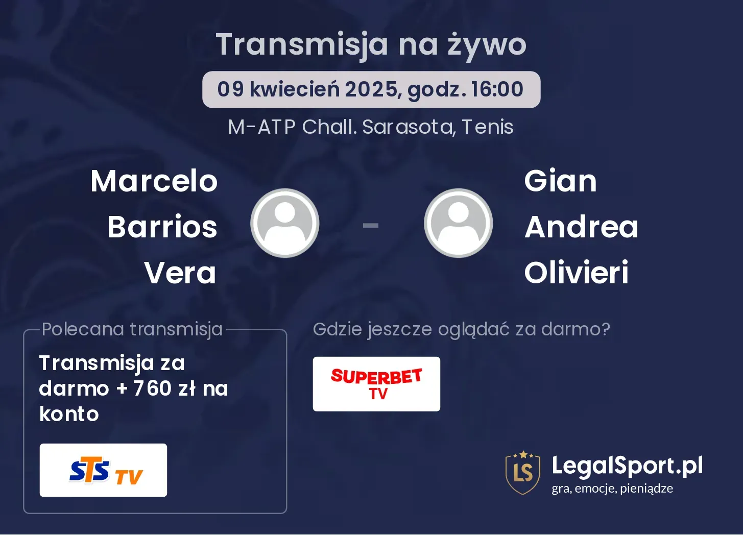 Marcelo Barrios Vera  - Gian Andrea Olivieri gdzie oglądać transmisję?