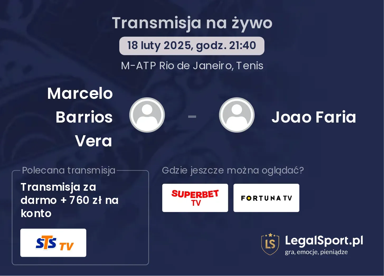 Marcelo Barrios Vera - Joao Faria transmisja na żywo