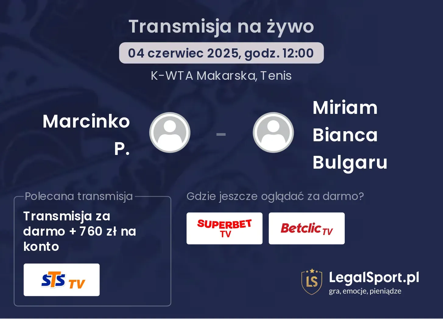 Marcinko P. - Miriam Bianca Bulgaru transmisja na żywo