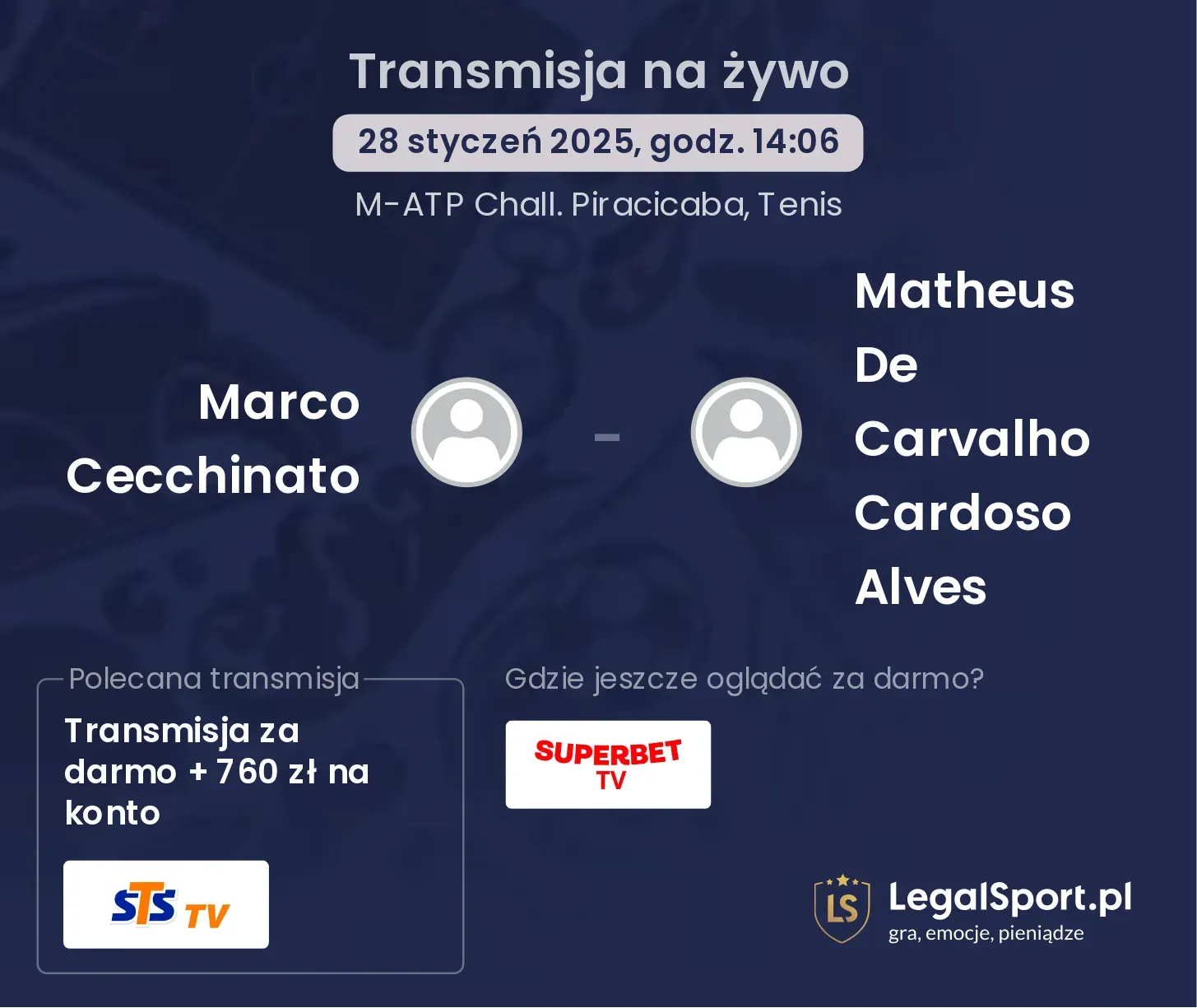 Marco Cecchinato - Matheus De Carvalho Cardoso Alves gdzie oglądać?