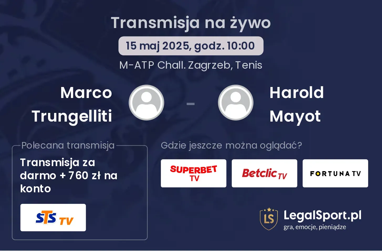 Marco Trungelliti - Harold Mayot transmisja na żywo