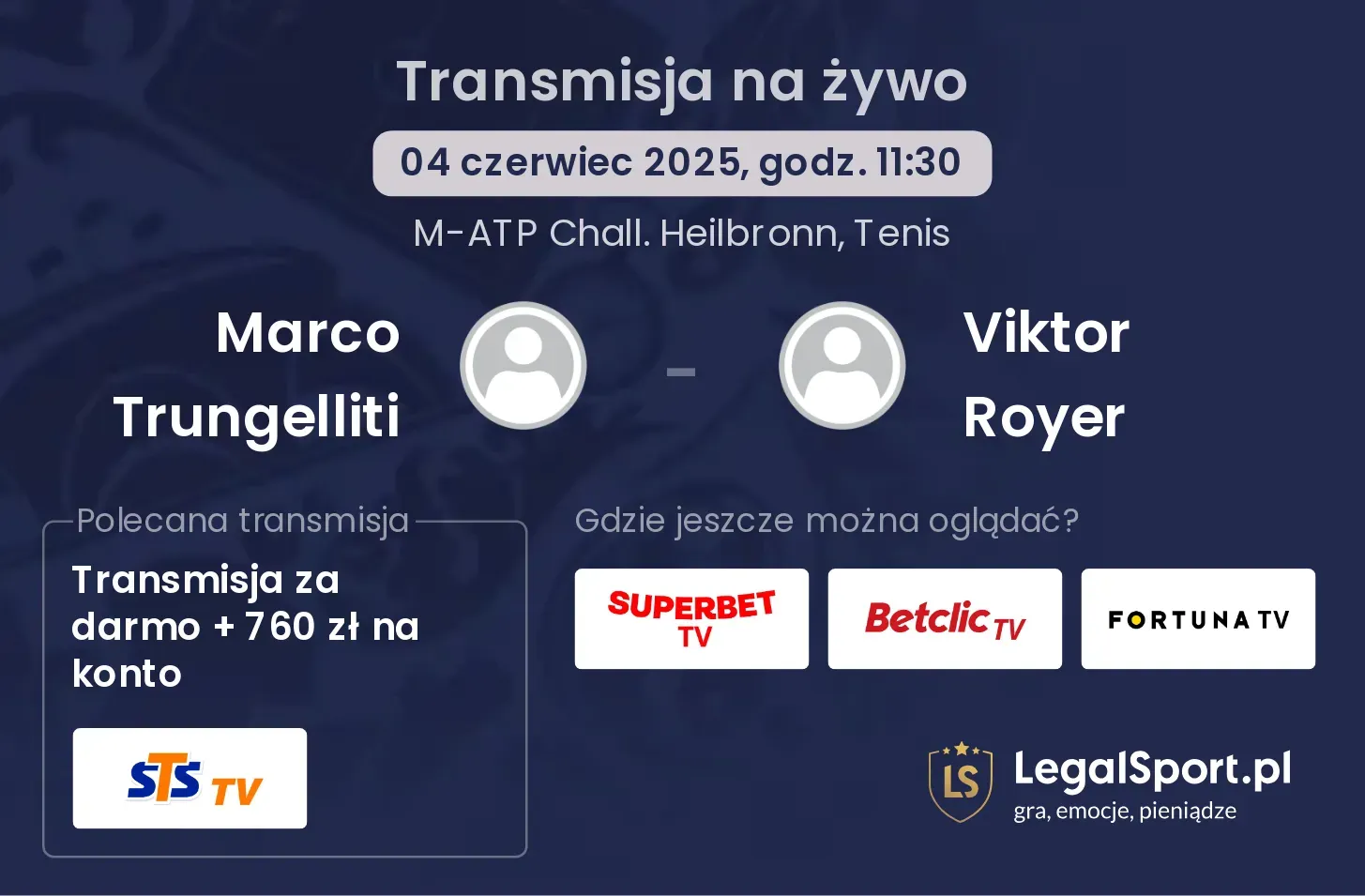 Marco Trungelliti - Viktor Royer gdzie oglądać transmisję?