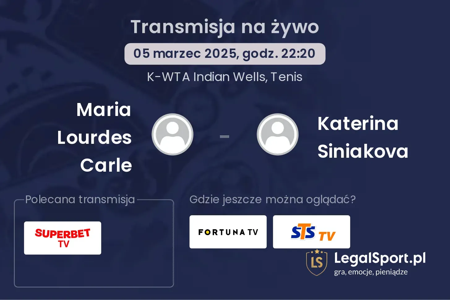 Maria Lourdes Carle - Katerina Siniakova gdzie oglądać transmisję?
