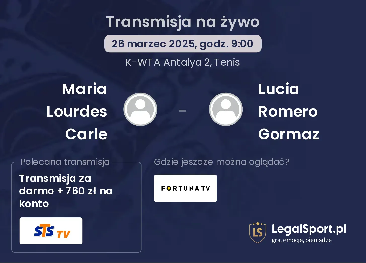 Maria Lourdes Carle - Lucia Romero Gormaz gdzie oglądać transmisję?