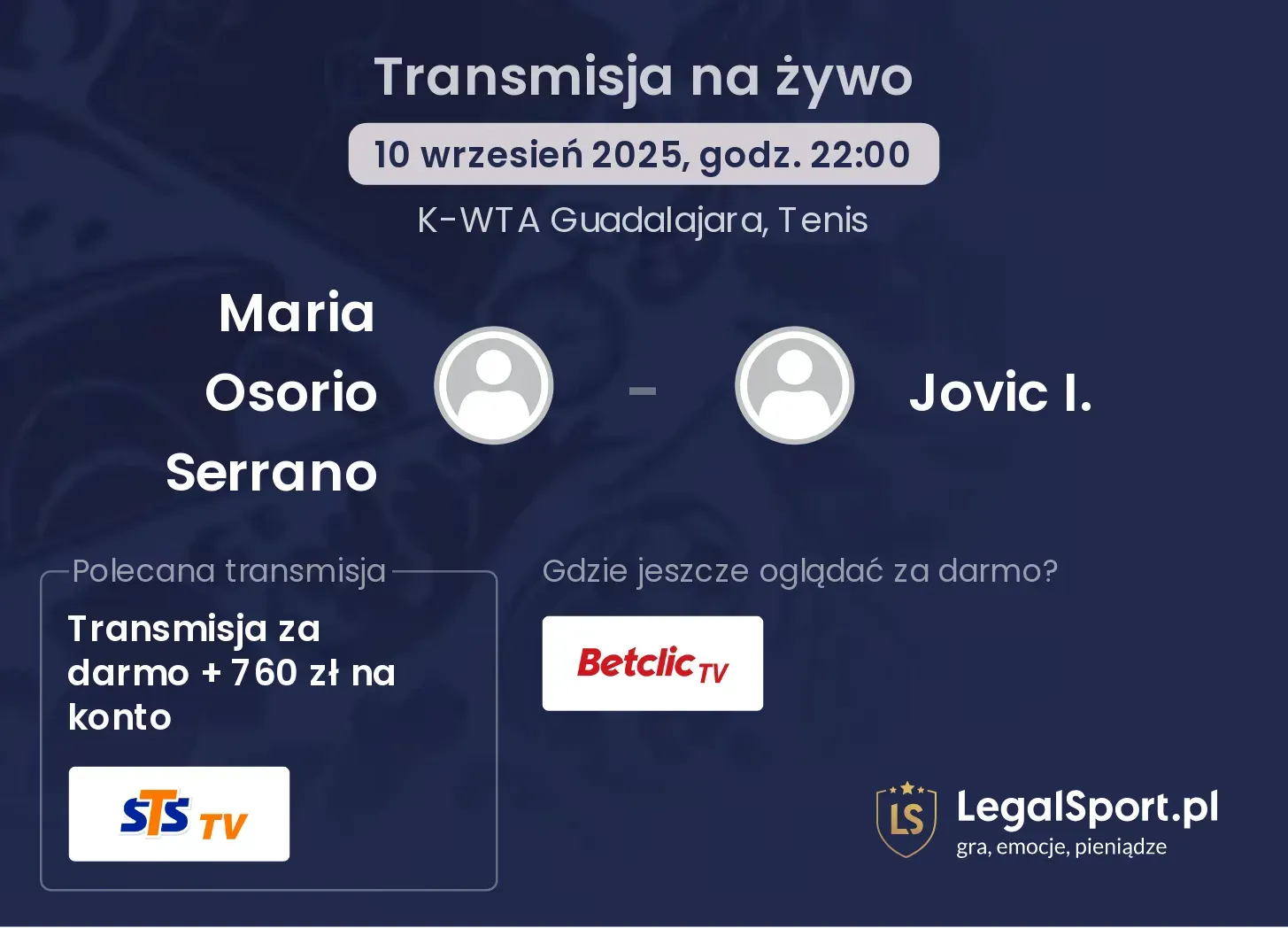 Maria Osorio Serrano - Jovic I. transmisja na żywo