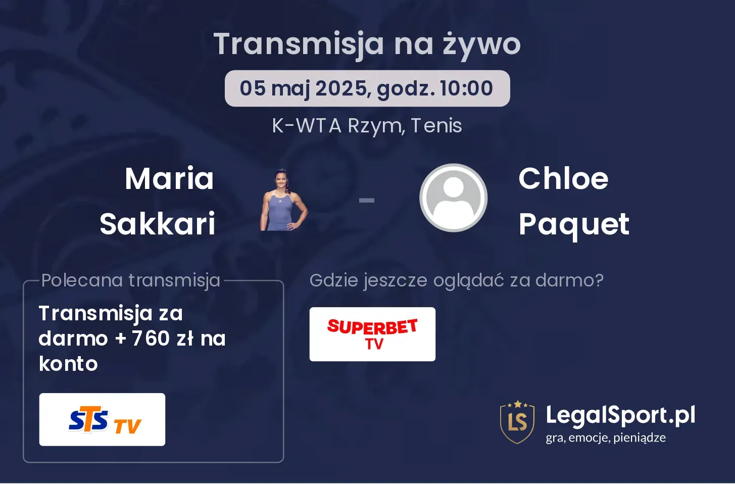 Maria Sakkari - Chloe Paquet gdzie oglądać?