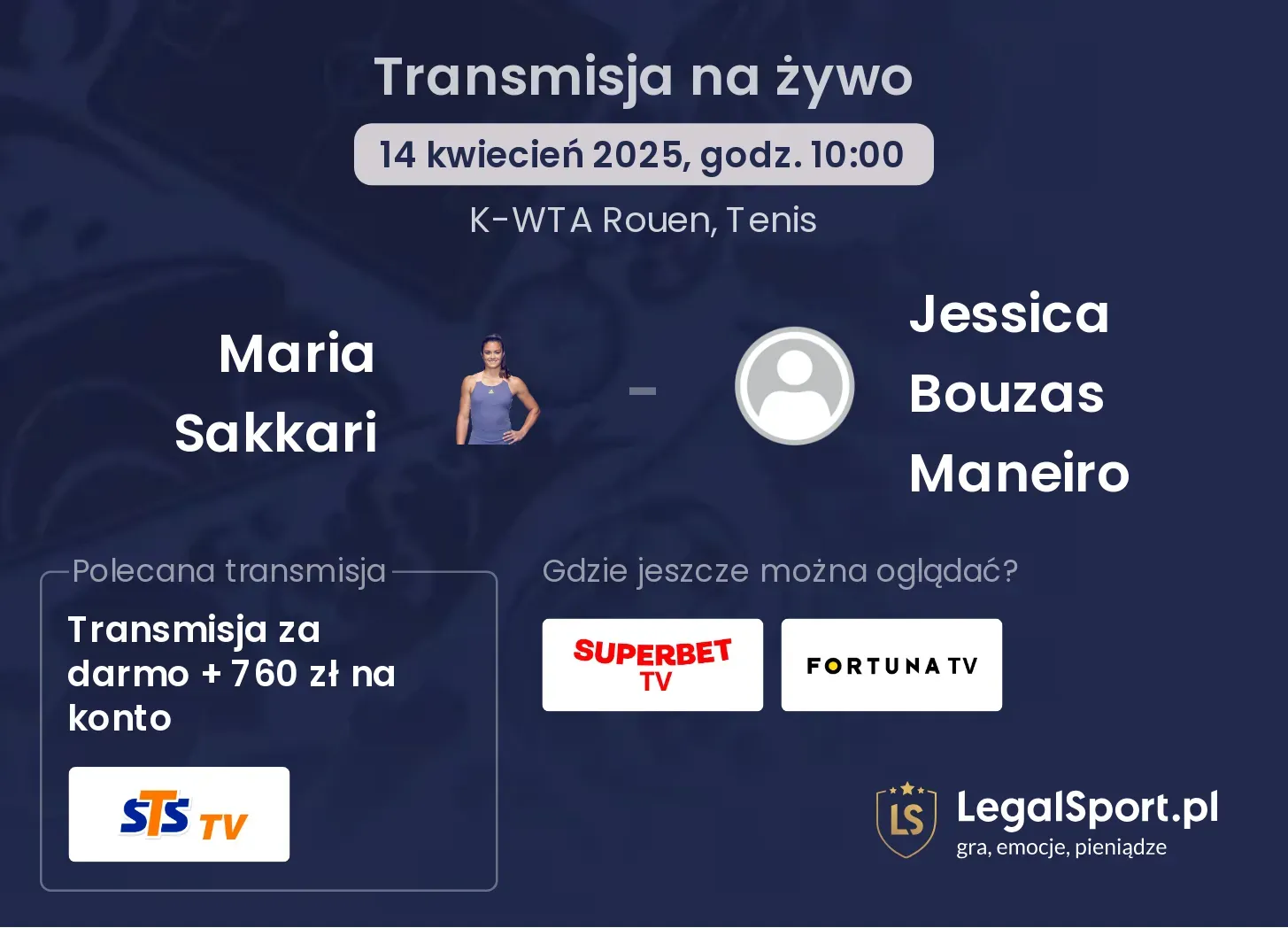 Maria Sakkari - Jessica Bouzas Maneiro gdzie oglądać?