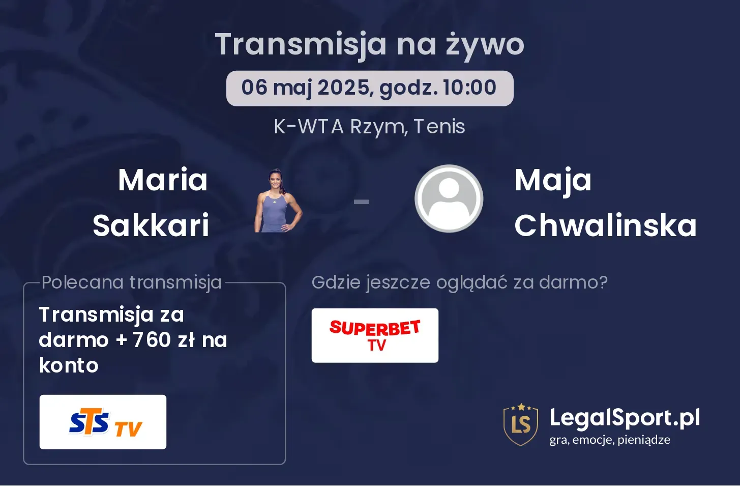 Maria Sakkari - Maja Chwalinska gdzie oglądać?