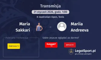 Maria Sakkari - Mariia Andreeva gdzie oglądać? (21.01)