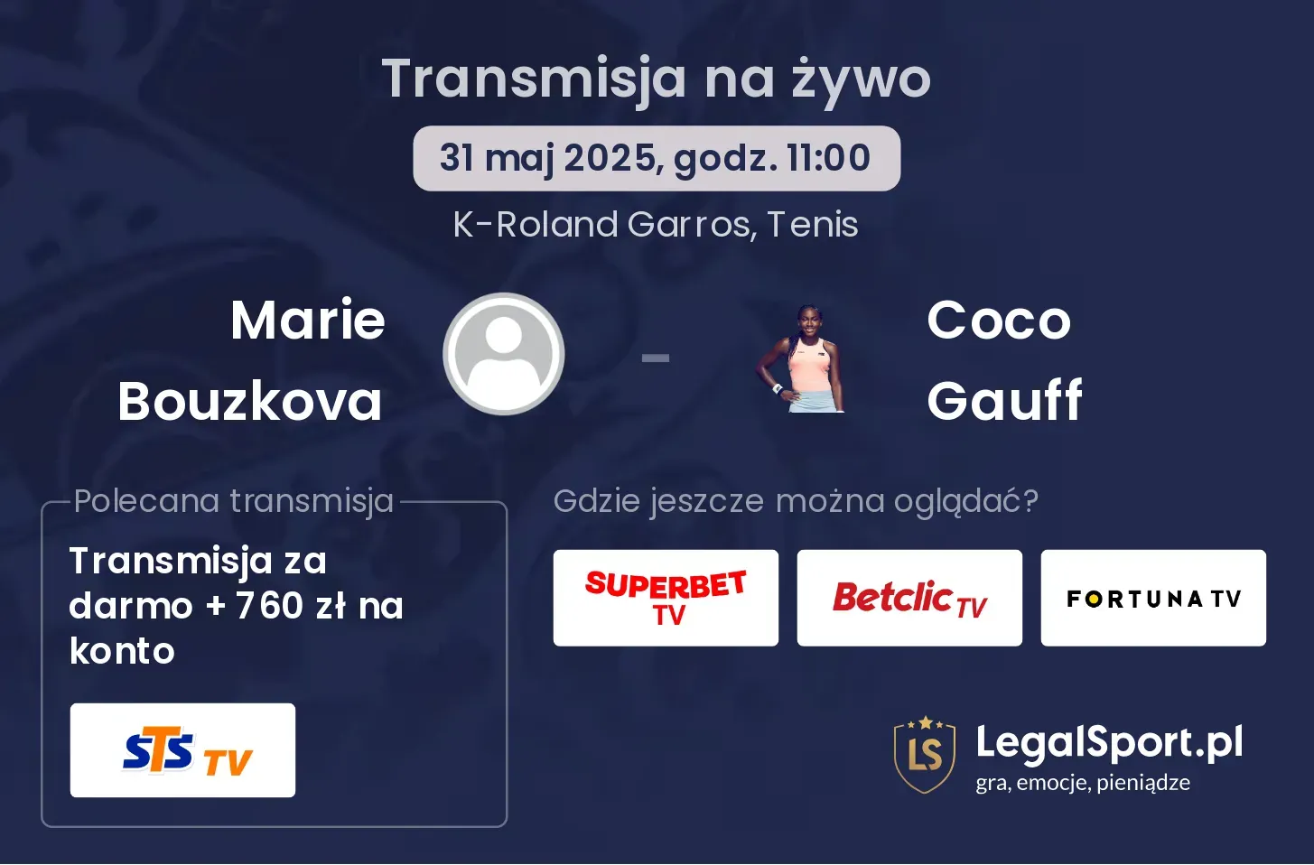 Marie Bouzkova - Coco Gauff gdzie oglądać?